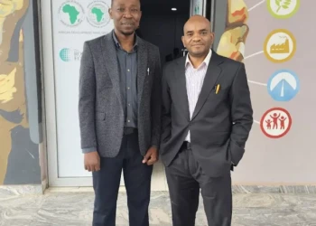 Dr Osabohien (right) with Dr Usman (left) at the Centre for Economic Policy & Development Research (CEPDeR), Covenant University, Nigeria